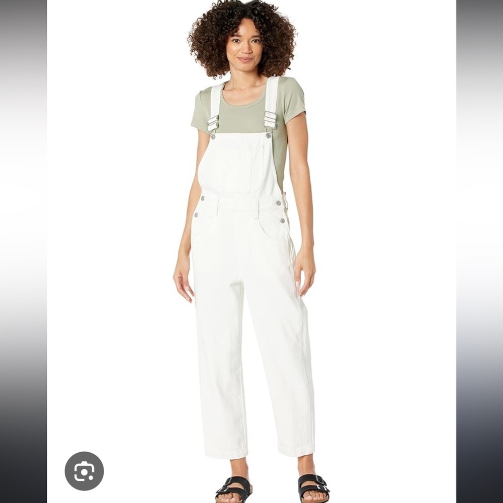 Madewell straight leg white denim overalls